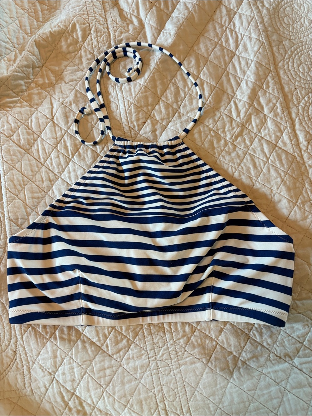 J. Crew Navy and White Striped Halter Bikini Top